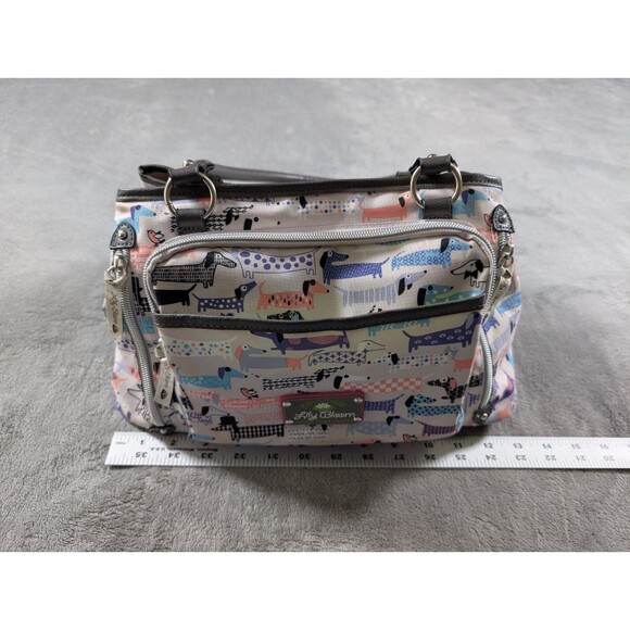 Lily Bloom Maggie Satchel Dachshund Dog Print Pastel Retired - Picture 14 of 15